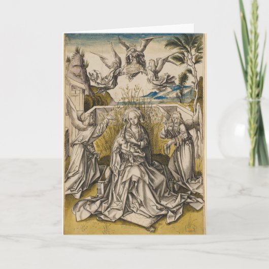 Madonna en Engelen in een Landschap | c.1500 Kaart (Voorkant)