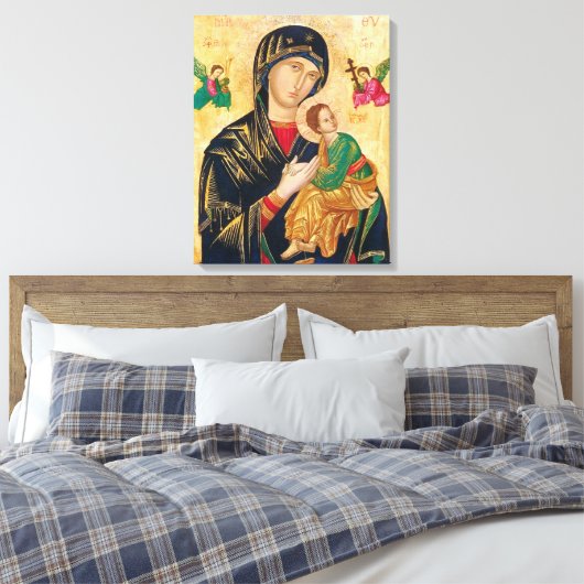 Madonna en goddelijk kind canvas afdruk (Insitu (Slaapkamer))