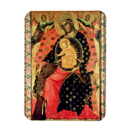 Madonna en het Kind Enthrong met Twee Devout Mense Magneet (Verticaal)