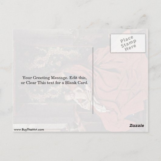 Madonna en het kind lezen Jan van Eyck Briefkaart (Achterkant)