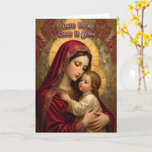 Madonna en Jezus vouwen Kaart (Gele Bloem)