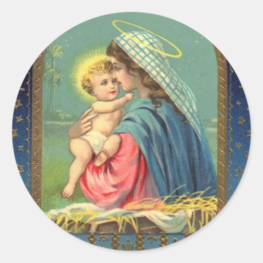  Madonna en Kerstmis Ronde Sticker (Voorkant)