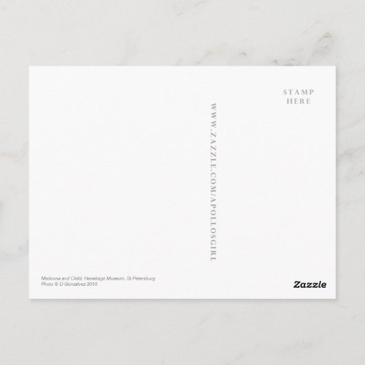 Madonna en kind briefkaart (Achterkant)