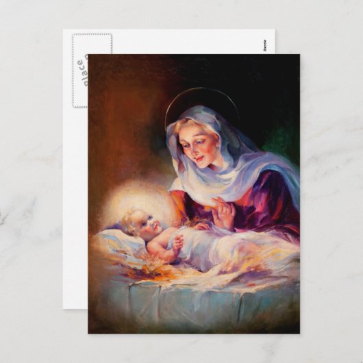 Madonna en kind. Briefkaarten voor fijne kerst (Voorkant / Achterkant)