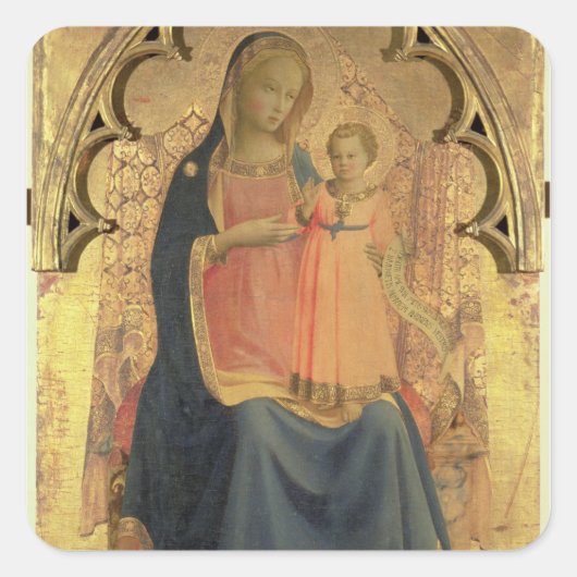 Madonna en Kind, centraal paneel van een triptych Vierkante Sticker (Voorkant)