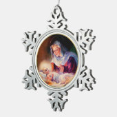 Madonna en kind. Christmas Tin Sneeuwvlok Ornament (Rechts)
