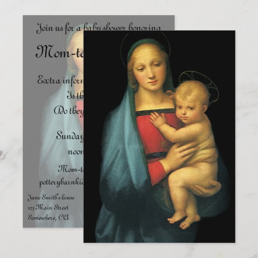 Madonna en kind door Raphael, Baby shower Kaart (Voorkant / Achterkant)