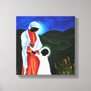 Madonna en kind - Eerste stappen 2008 Canvas Afdruk