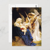 Madonna en kind en drie engelen briefkaart (Voorkant / Achterkant)