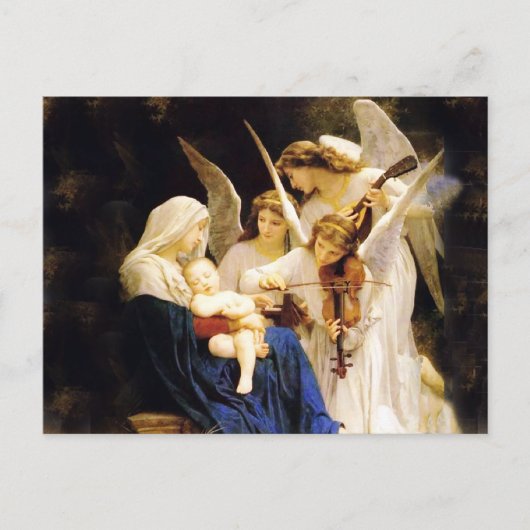 Madonna en kind en drie engelen briefkaart (Voorkant)