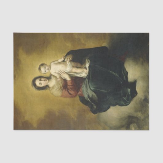Madonna en Kind, Fine Art Kerst Tissue Papier (Voorkant)