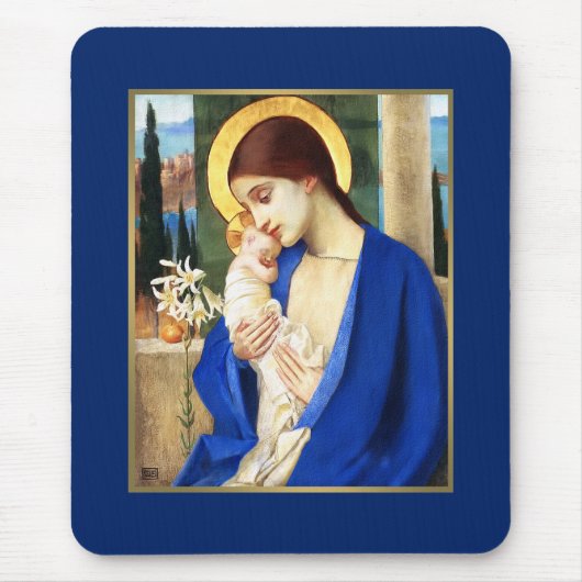 Madonna en kind. Fine Art kerstcadeau Muismat (Voorkant)