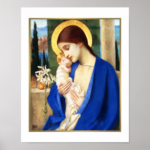 Madonna en kind. Fine Art-kerstcadeauafdrukken Poster