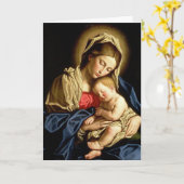 Madonna en kind gevouwen kerst Wenskaart Kaart (Gele Bloem)
