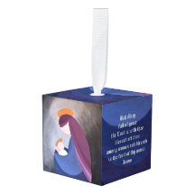 Madonna en kind Houten Kubus Ornament