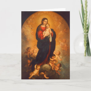 Madonna en kind in Glory ... kerstKaart Bedankkaart
