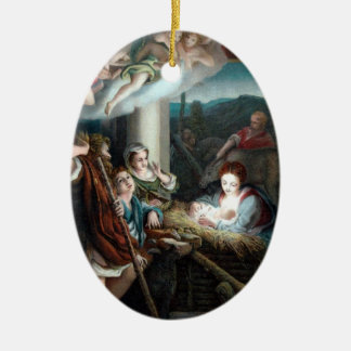 Madonna en kind in Manger Keramisch Ornament