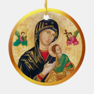 Madonna en kind Kerstmis & gouden lijst Keramisch Ornament