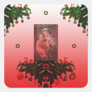 Madonna en Kind [Kerstmis] Vierkante Sticker