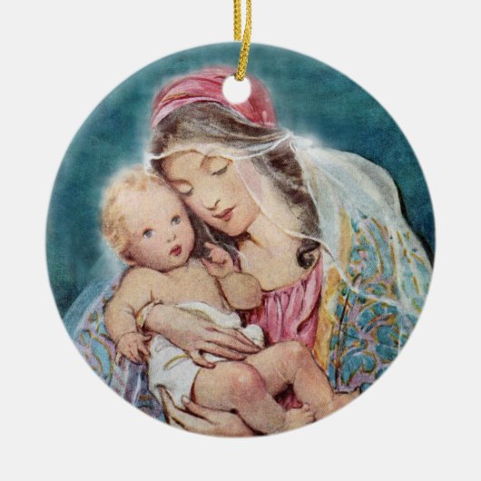 Madonna en kind - Mary en Baby Jezus Keramisch Ornament (Voorkant)