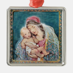 Madonna en kind - Mary en Baby Jezus Metalen Ornament