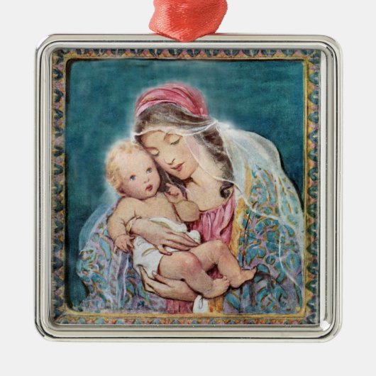  Madonna en kind - Mary en Baby Jezus Metalen Ornament (Voorkant)