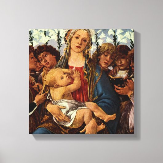 Madonna en kind met acht Angels van Botticelli Canvas Afdruk (Voorkant)