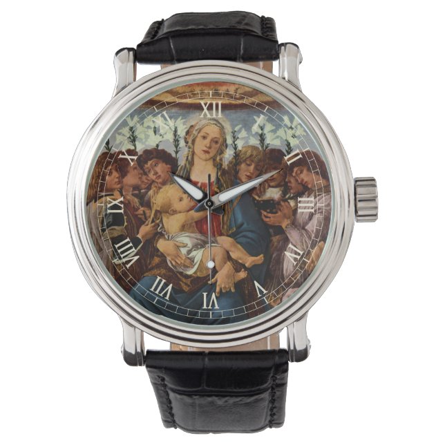 Madonna en kind met acht Angels van Botticelli Horloge (Voorkant)