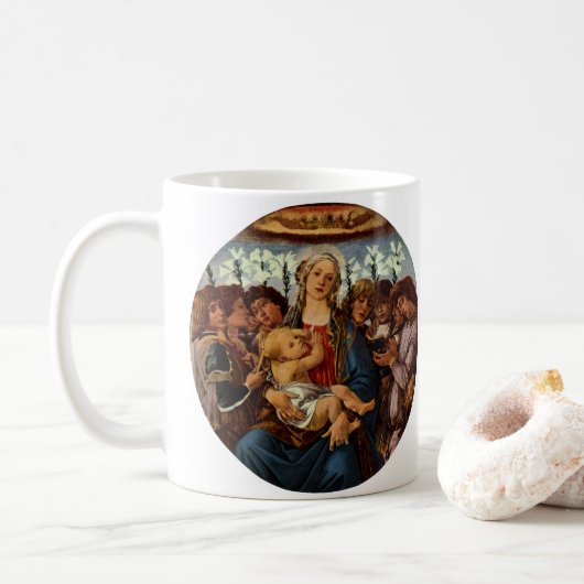 Madonna en kind met acht Angels van Botticelli Koffiemok (Met donut)