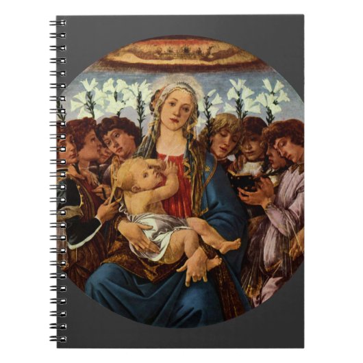 Madonna en kind met acht Angels van Botticelli Notitieboek (Voorkant)