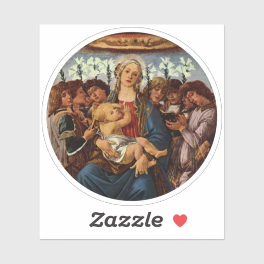 Madonna en kind met acht Angels van Botticelli Sticker (Vel)