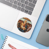 Madonna en kind met acht Angels van Botticelli Sticker (Laptop met iPhone)