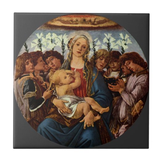 Madonna en kind met acht Angels van Botticelli Tegeltje (Voorkant)