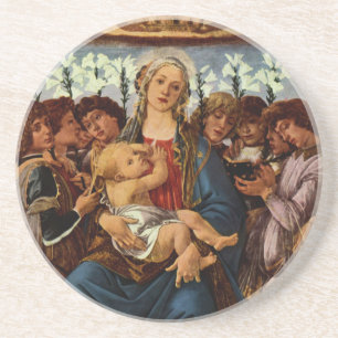 Madonna en kind met acht Angels van Botticelli Zandsteen Onderzetter