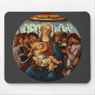Madonna en kind met acht engelen van Botticelli Muismat