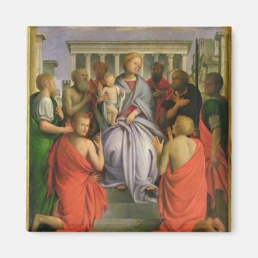 Madonna en Kind met acht heiligen, 1520s (temper) Magneet (Voorkant)