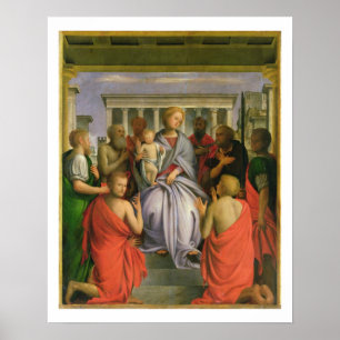 Madonna en Kind met acht heiligen, 1520s (temper) Poster