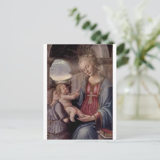 Madonna en kind met Angel van Fra Lippo Lippi Briefkaart (Staand voorkant)
