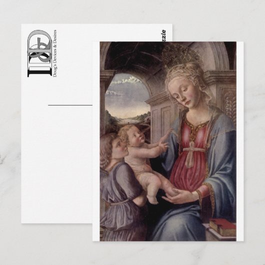 Madonna en kind met Angel van Fra Lippo Lippi Briefkaart (Voorkant / Achterkant)