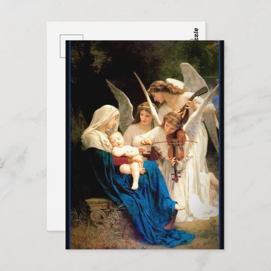 Madonna en kind met Angels Kerstmis Briefkaart (Voorkant / Achterkant)