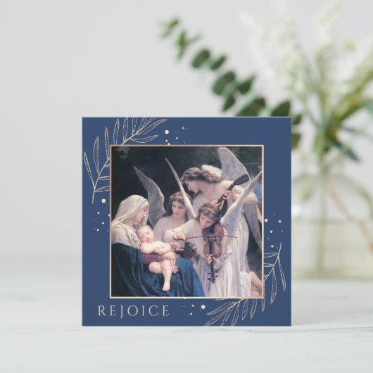 Madonna en kind met Angels Sacred Feestdagenkaart (Staand voorkant)