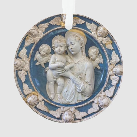 Madonna en kind met cherubs van Della Robbia Ornament (achterkant)