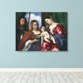 Madonna en kind met de H. Dorothea en Joris Canvas Afdruk (Insitu (Houten vloer))