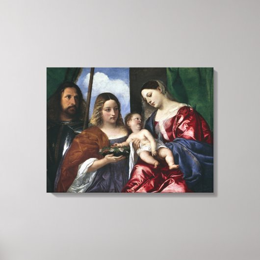 Madonna en kind met de H. Dorothea en Joris Canvas Afdruk (Voorkant)