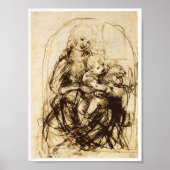 Madonna en kind met een Cat, Leonardo da Vinci Poster (Voorkant)
