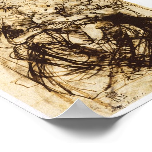 Madonna en kind met een Cat, Leonardo da Vinci Poster (Hoek)