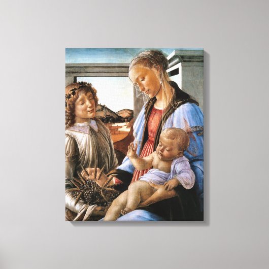 Madonna en kind met engel - Botticelli - c1470 Canvas Afdruk (Voorkant)