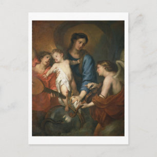 Madonna en kind met engelen briefkaart