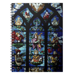 Madonna en Kind met engelen en portretten reageren Notitieboek