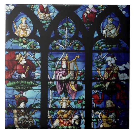 Madonna en Kind met engelen en portretten reageren Tegeltje (Voorkant)